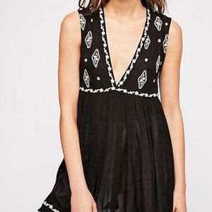Free People  Diamond Embroidered Top Black…